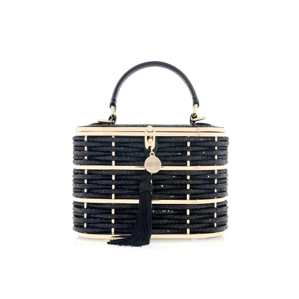 Judith Leiber Willow Crystal Woven Top Handle Black