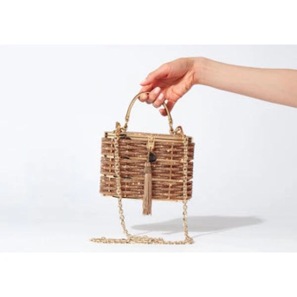 Judith Leiber Willow Crystal Woven Top Handle Topaz - Judith Leiber Crystal Clutch - Luxury Evening Bag - Shop at Coveti