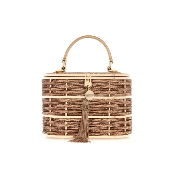 Judith Leiber Willow Crystal Woven Top Handle Topaz