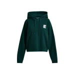Essentiel Antwerp Khaki and white oversized cotton hoodie with "fearless"-print - Essentiel Antwerp Hoodies - Colorful Belgian Design - Shop at Coveti