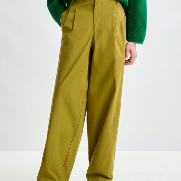 Essentiel Antwerp Khaki tapered-leg pants - Essentiel Antwerp Pants - Colorful Belgian Design - Shop at Coveti