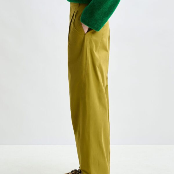 Essentiel Antwerp Khaki tapered-leg pants - Essentiel Antwerp Pants - Colorful Belgian Design - Shop at Coveti