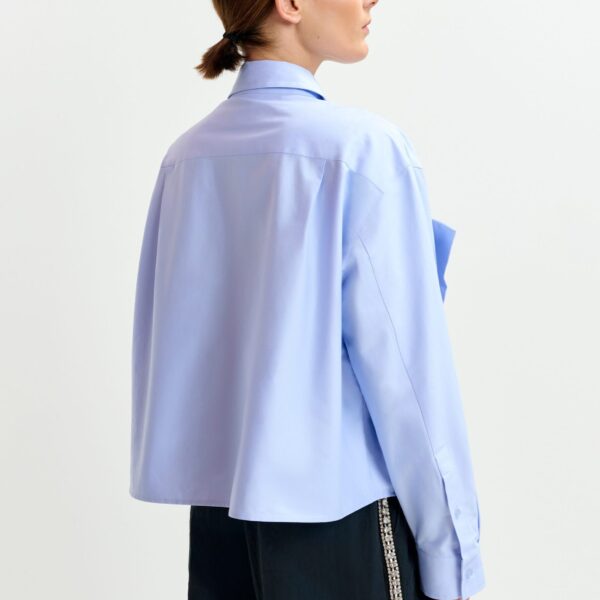 Essentiel Antwerp Light blue bow-detailed cotton-blend shirt - Essentiel Antwerp Shirts - Colorful Belgian Design - Shop at Coveti