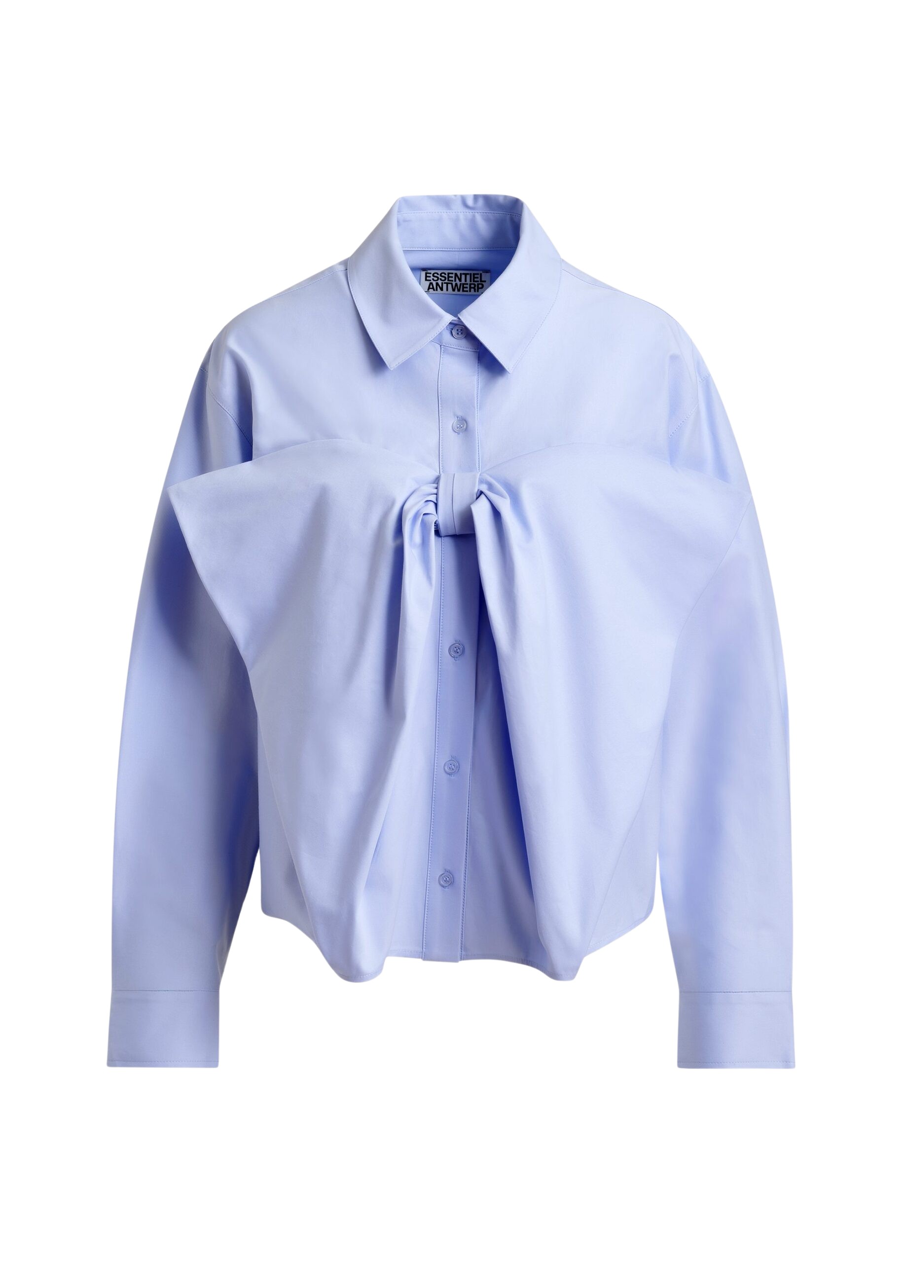 Essentiel Antwerp Light blue bow-detailed cotton-blend shirt - Essentiel Antwerp Shirts - Colorful Belgian Design - Shop at Coveti