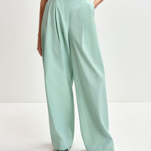Essentiel Antwerp Light blue cotton wide-leg pants - Essentiel Antwerp Pants - Colorful Belgian Design - Shop at Coveti