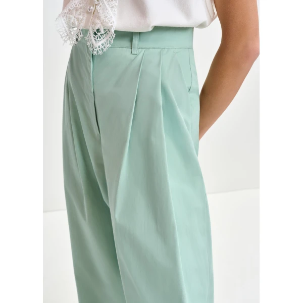Essentiel Antwerp Light blue cotton wide-leg pants, view 5