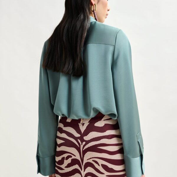 Essentiel Antwerp Light blue oversized satin shirt with button placket - Essentiel Antwerp Shirts - Colorful Belgian Design - Shop at Coveti