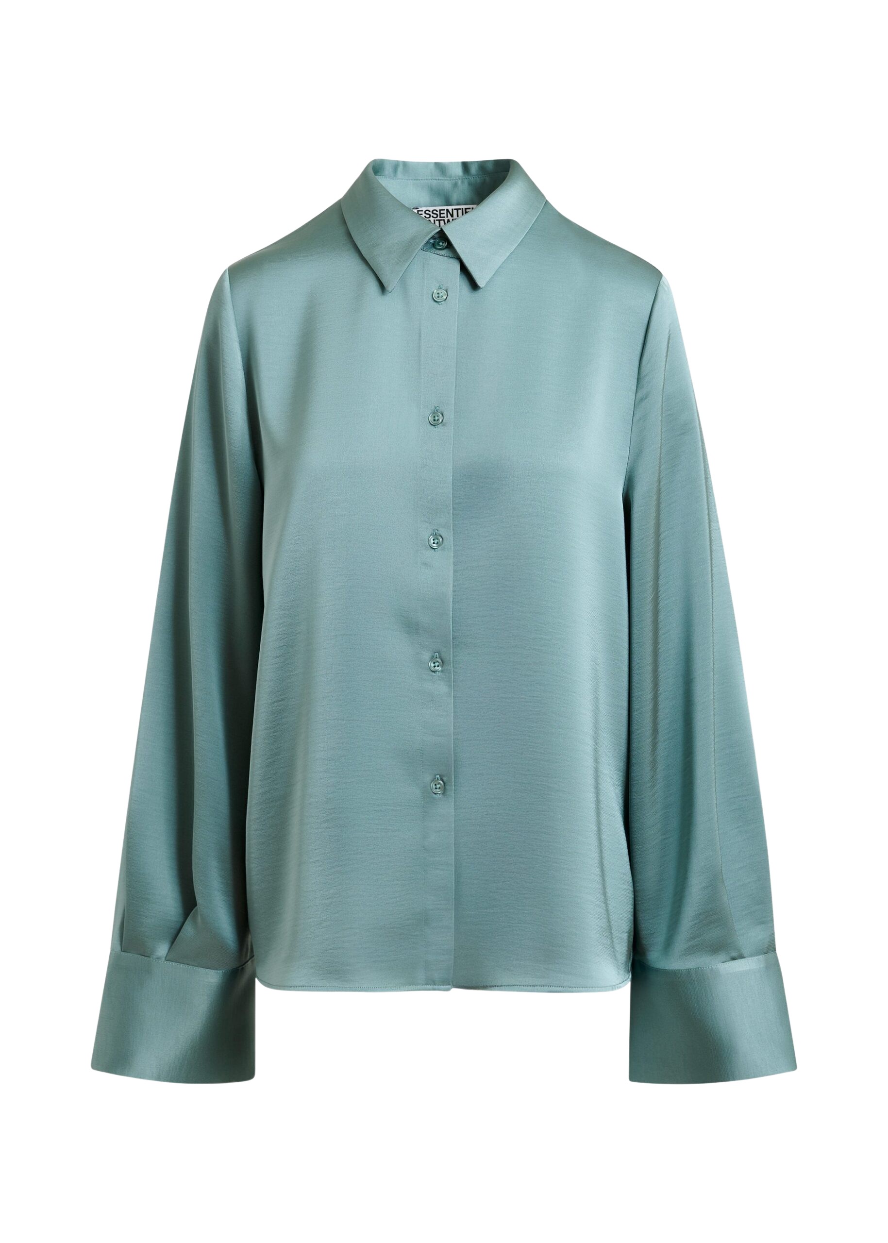 Essentiel Antwerp Light blue oversized satin shirt with button placket - Essentiel Antwerp Shirts - Colorful Belgian Design - Shop at Coveti