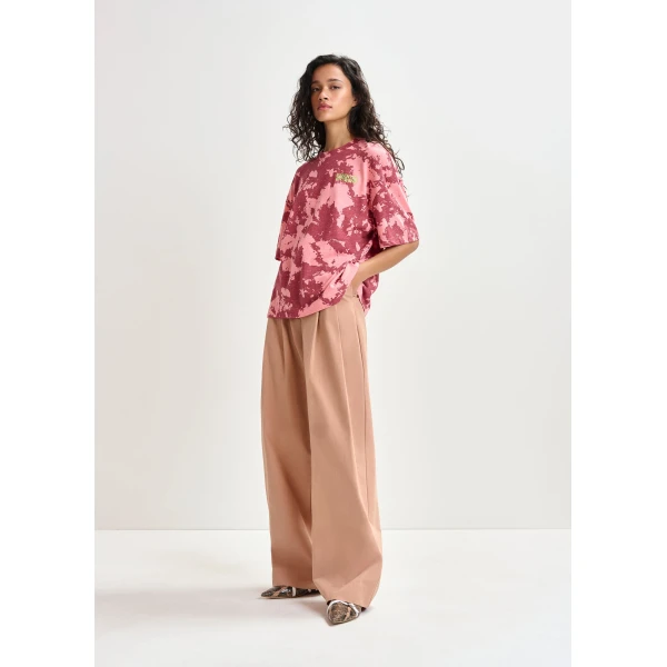 Essentiel Antwerp Light brown cotton wide-leg pants, view 3