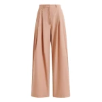 Essentiel Antwerp Light brown cotton wide-leg pants - Essentiel Antwerp Pants - Colorful Belgian Design - Shop at Coveti