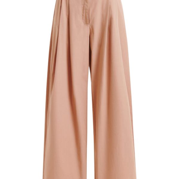 Essentiel Antwerp Light brown cotton wide-leg pants - Essentiel Antwerp Pants - Colorful Belgian Design - Shop at Coveti