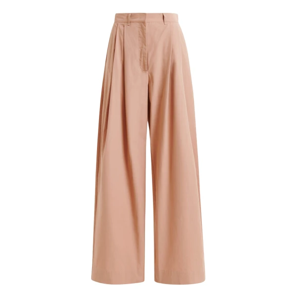 Essentiel Antwerp Light brown cotton wide-leg pants - Essentiel Antwerp Pants - Colorful Belgian Design - Shop at Coveti