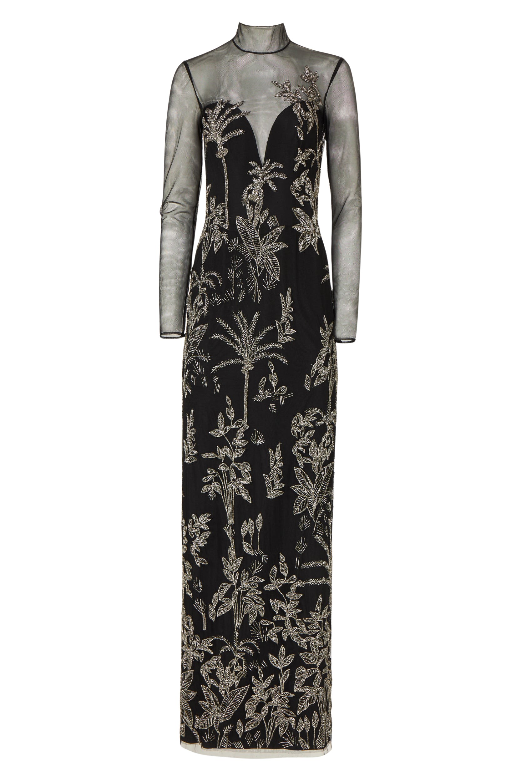Costarellos Marcella Tulle High-Neck Gown