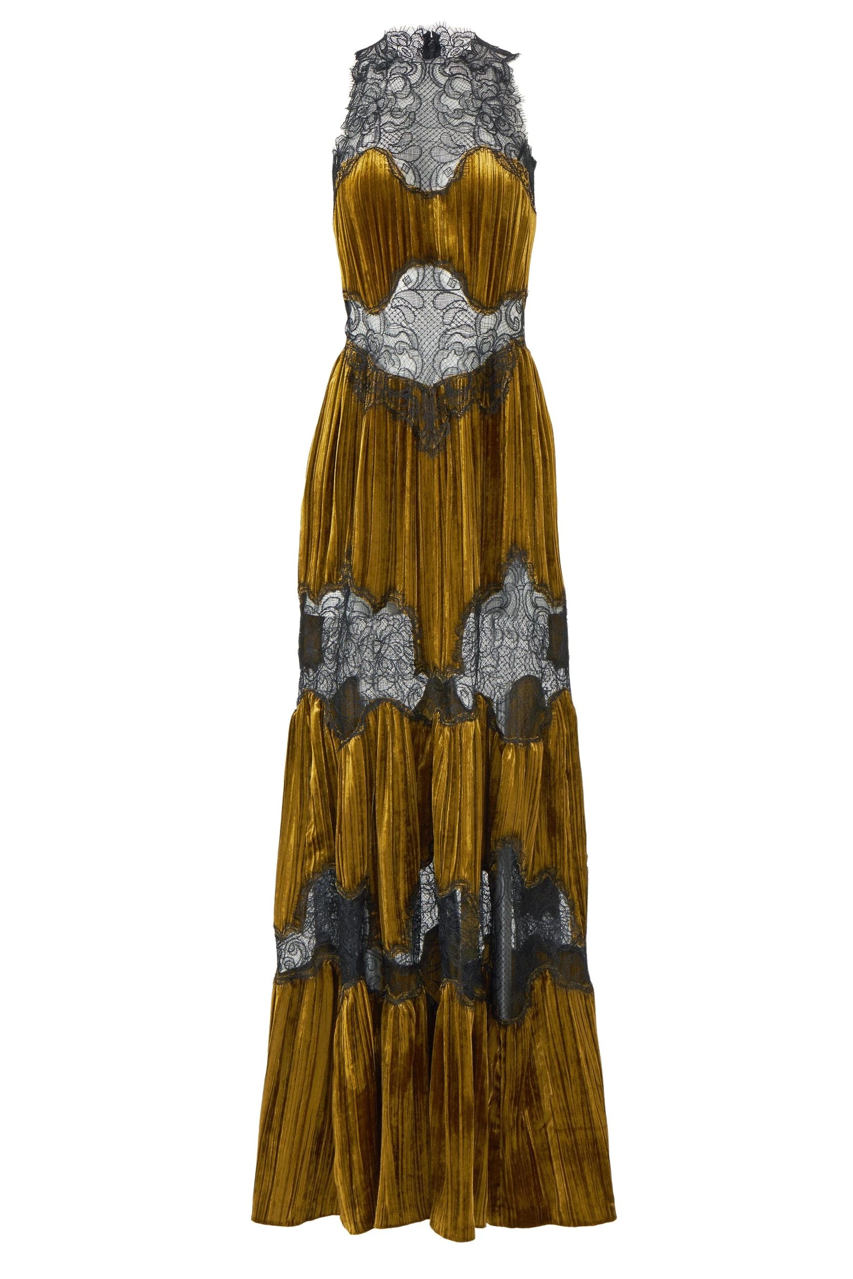 Nassia-Plisse-Silk-Velvet-Lace-Gown-Costarellos-Dresses85929_nobg Costarellos Dresses - Romantic Greek Lace - Shop at Coveti