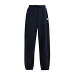 Essentiel Antwerp Navy cotton sweatpants with E-shaped embroidery - Essentiel Antwerp Pants - Colorful Belgian Design - Shop at Coveti