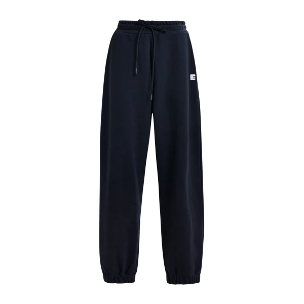 Essentiel Antwerp Navy cotton sweatpants with E-shaped embroidery - Essentiel Antwerp Pants - Colorful Belgian Design - Shop at Coveti