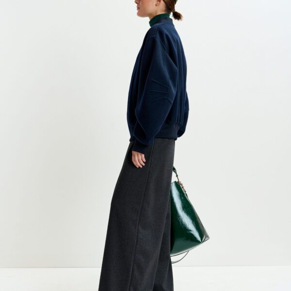 Essentiel Antwerp Navy oversized wool bomber jacket - Essentiel Antwerp Jackets - Colorful Belgian Design - Shop at Coveti