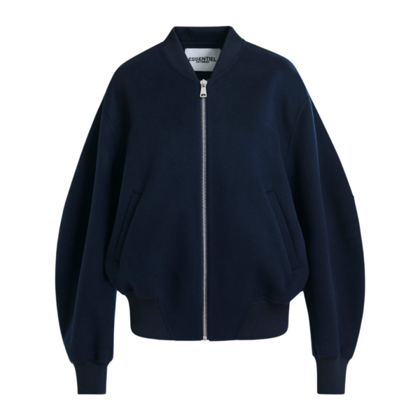 Essentiel Antwerp Navy oversized wool bomber jacket - Essentiel Antwerp Jackets - Colorful Belgian Design - Shop at Coveti