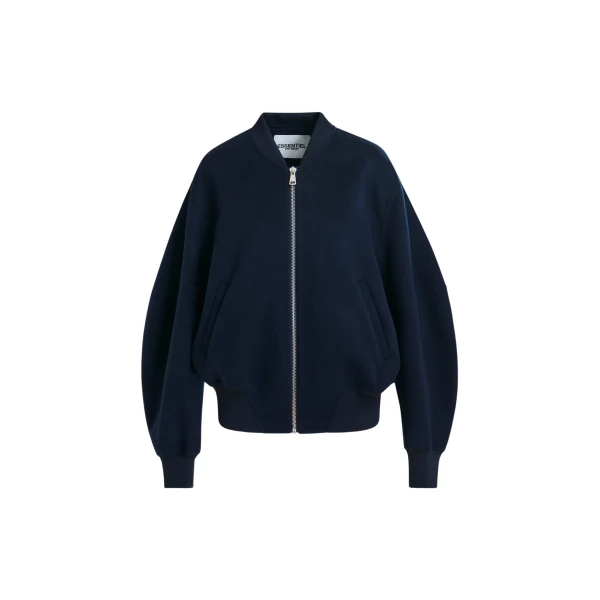 Essentiel Antwerp Navy oversized wool bomber jacket - Essentiel Antwerp Jackets - Colorful Belgian Design - Shop at Coveti