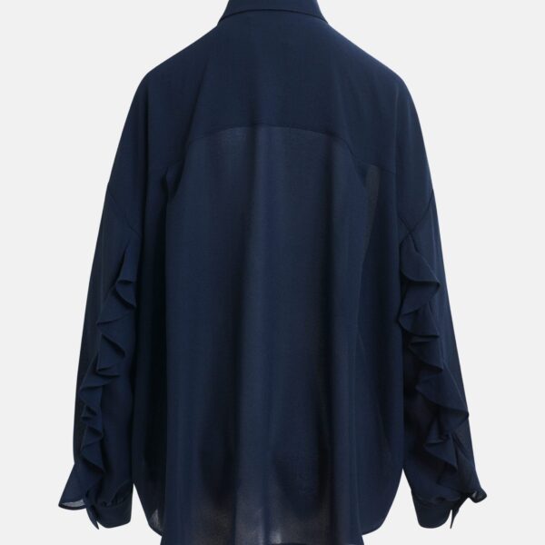 Essentiel Antwerp Navy ruffle-sleeve shirt - Essentiel Antwerp Shirts - Colorful Belgian Design - Shop at Coveti