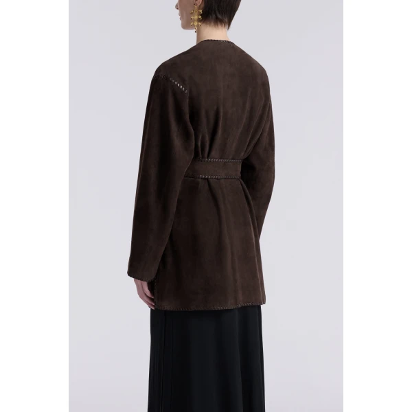 Nour Hammour Anika Velvety Suede Wrap Jacket, view 4