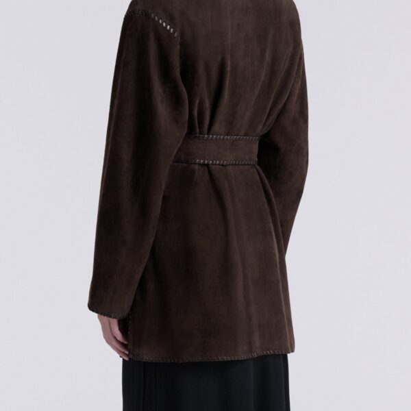 Nour Hammour Jackets Color | Anika Velvety Suede Wrap luxury leather Jackets from Coveti