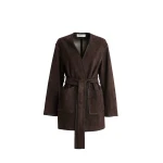 Nour Hammour Jackets Color | Anika Velvety Suede Wrap luxury leather Jackets from Coveti