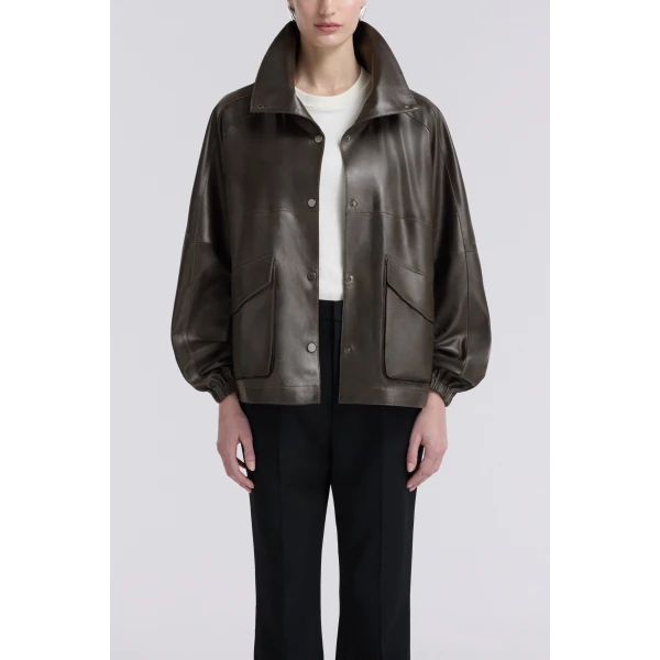 Nour Hammour Anorak Light Leather Windbreaker Jacket, view 5