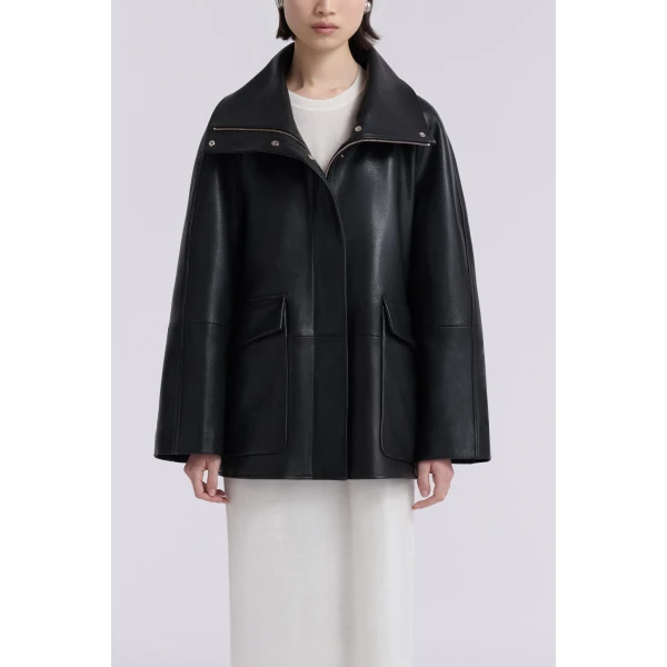 Nour Hammour Ansel Opulent Leather Jacket, view 3