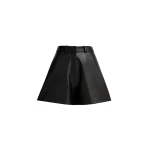Nour Hammour Short Color | Barrel Short Curved Leather Bermudas luxury leather Short from Coveti