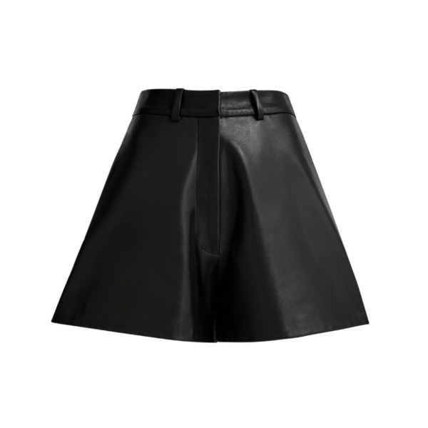 Nour Hammour Short Color | Barrel Short Curved Leather Bermudas luxury leather Short from Coveti