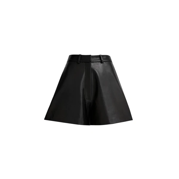 Nour Hammour Short Color | Barrel Short Curved Leather Bermudas luxury leather Short from Coveti