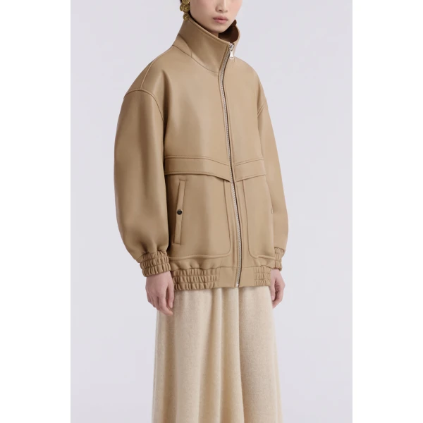 Nour Hammour Beck Modern Leather Bomber Jacket, view 3