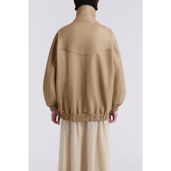 Nour Hammour Beck Modern Leather Bomber Jacket, view 4