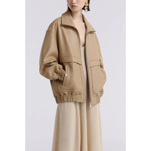 Nour Hammour Beck Modern Leather Bomber Jacket, view 5