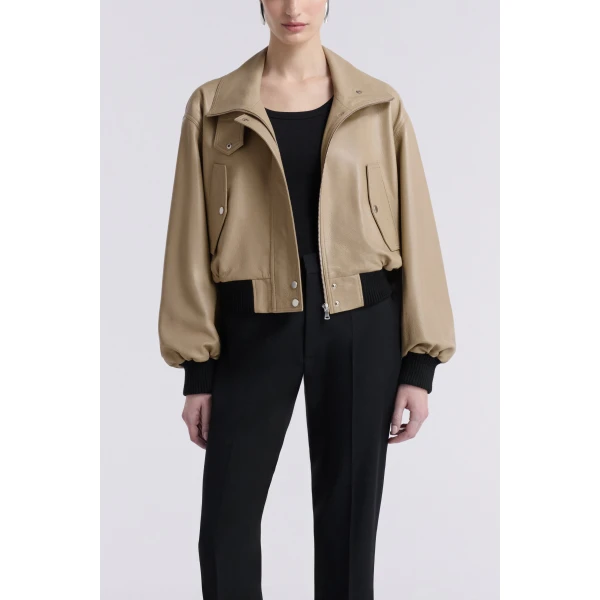 Nour Hammour Briar Cropped Bomber Jacket, view 2