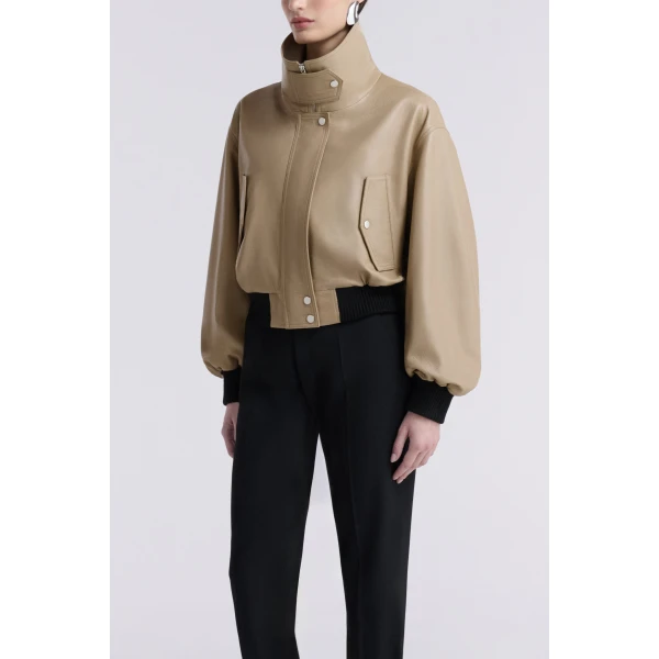 Nour Hammour Briar Cropped Bomber Jacket, view 3