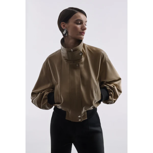Nour Hammour Briar Cropped Bomber Jacket, view 4