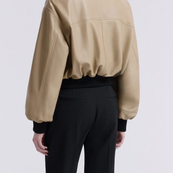Nour Hammour Jackets Color | Briar Cropped Bomber Jacket luxury leather Jackets from Coveti