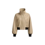 Nour Hammour Jackets Color | Briar Cropped Bomber Jacket luxury leather Jackets from Coveti