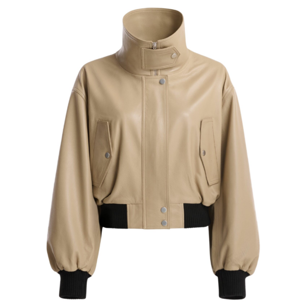 Nour Hammour Jackets Color | Briar Cropped Bomber Jacket luxury leather Jackets from Coveti