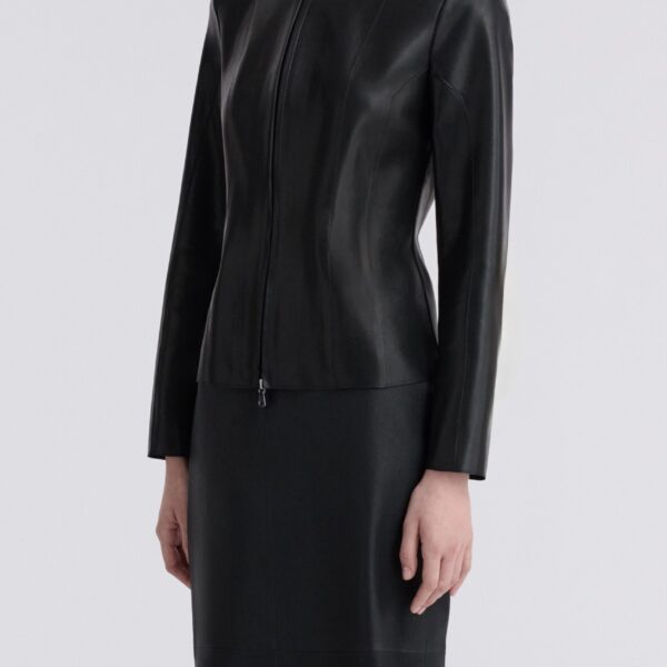 Nour Hammour Jackets Color | Classic Polished Leather Jacket luxury leather Jackets from Coveti