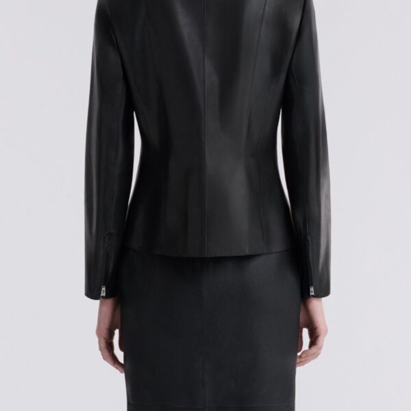 Nour Hammour Jackets Color | Classic Polished Leather Jacket luxury leather Jackets from Coveti