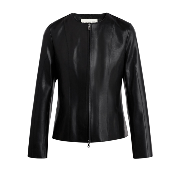 Nour Hammour Jackets Color | Classic Polished Leather Jacket luxury leather Jackets from Coveti