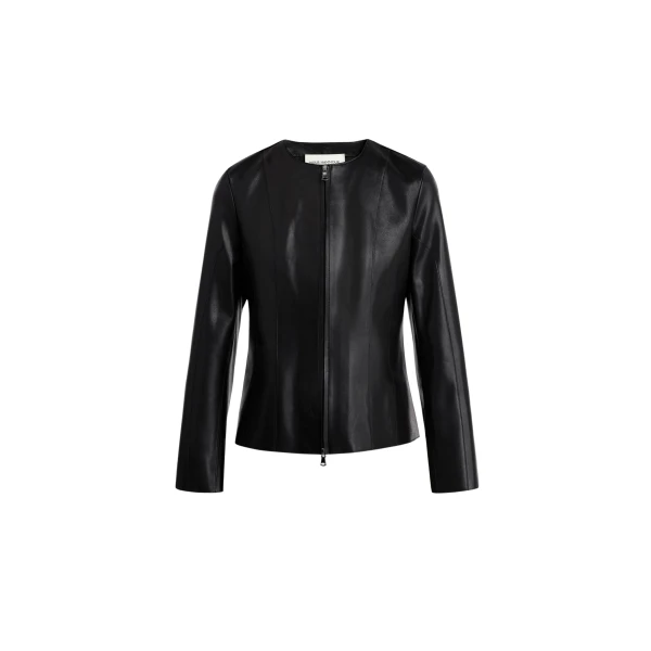 Nour Hammour Jackets Color | Classic Polished Leather Jacket luxury leather Jackets from Coveti