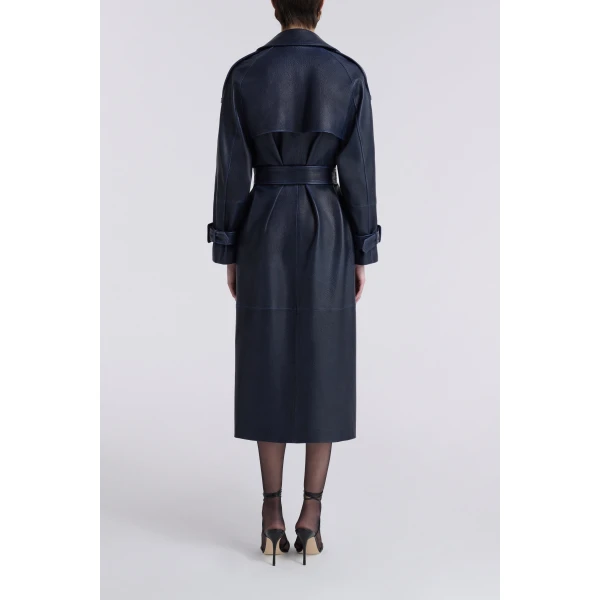 Nour Hammour Claudia Textured Leather Trench Coat, view 5