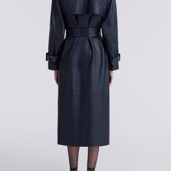 Nour Hammour Coats Color | Claudia Textured Leather Trench luxury leather Coats from Coveti