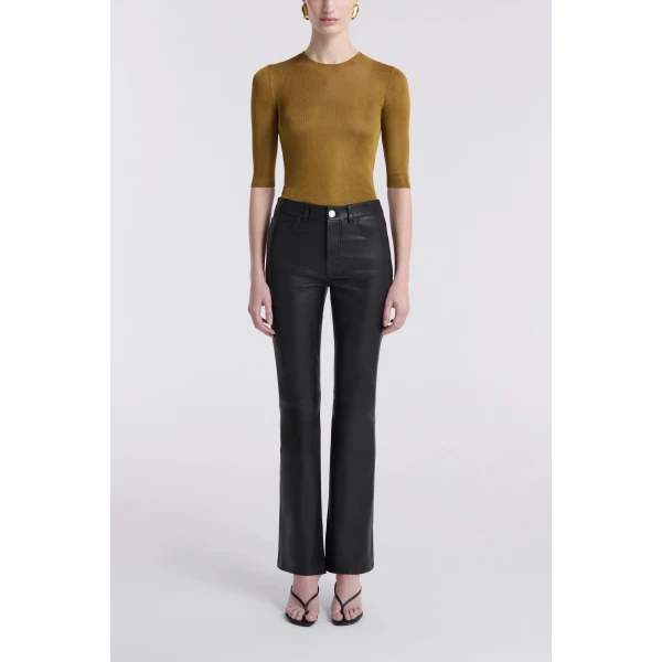 Nour Hammour Flare Stretch Leather Pants, view 2