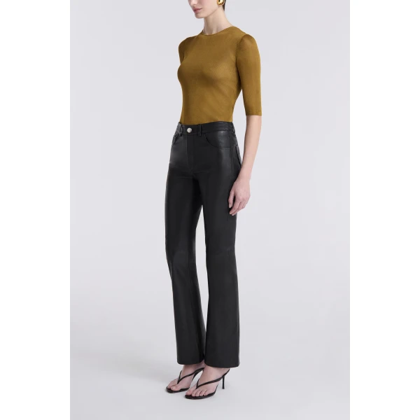Nour Hammour Flare Stretch Leather Pants, view 3