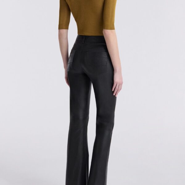 Nour Hammour Pants Color | Flare Stretch Leather Pants luxury leather Pants from Coveti